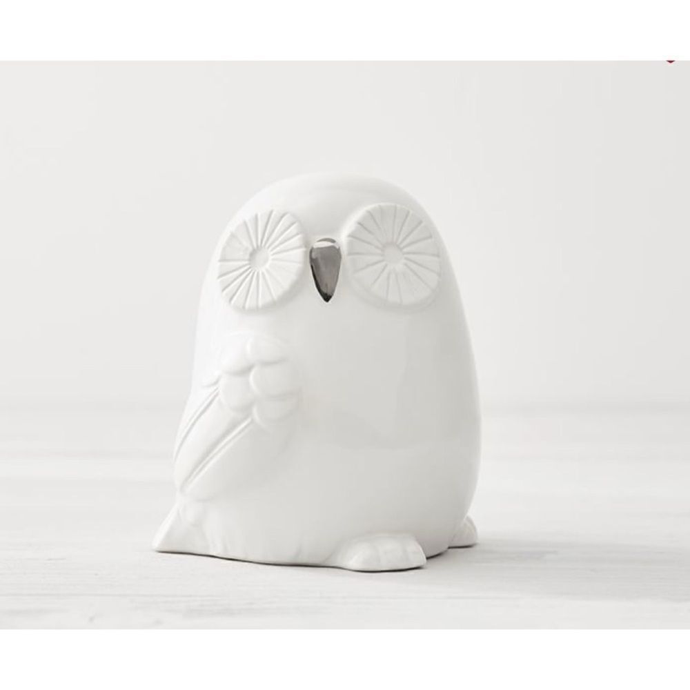 Pottery Barn Kids White Ceramic Owl Adorable Piggybank